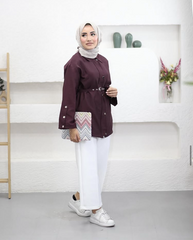 Bordo zımbalı ceket