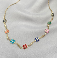 Renkli çiçekli kolye