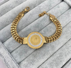 Kalın altın detaylı bileklik