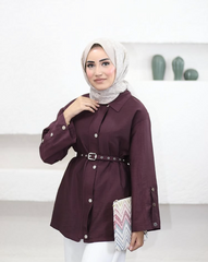 Bordo zımbalı ceket