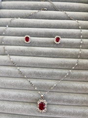 Kırmızı taşlı kolye seti