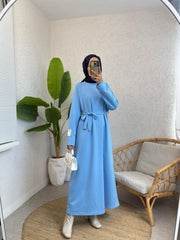 Bebe mavisi tam boy elbise