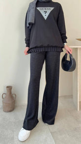 Taşlı merserize pantolon