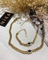 Siyah taşlı kolye seti