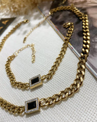 Siyah taşlı kolye seti