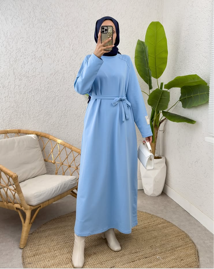 Bebe mavisi tam boy elbise