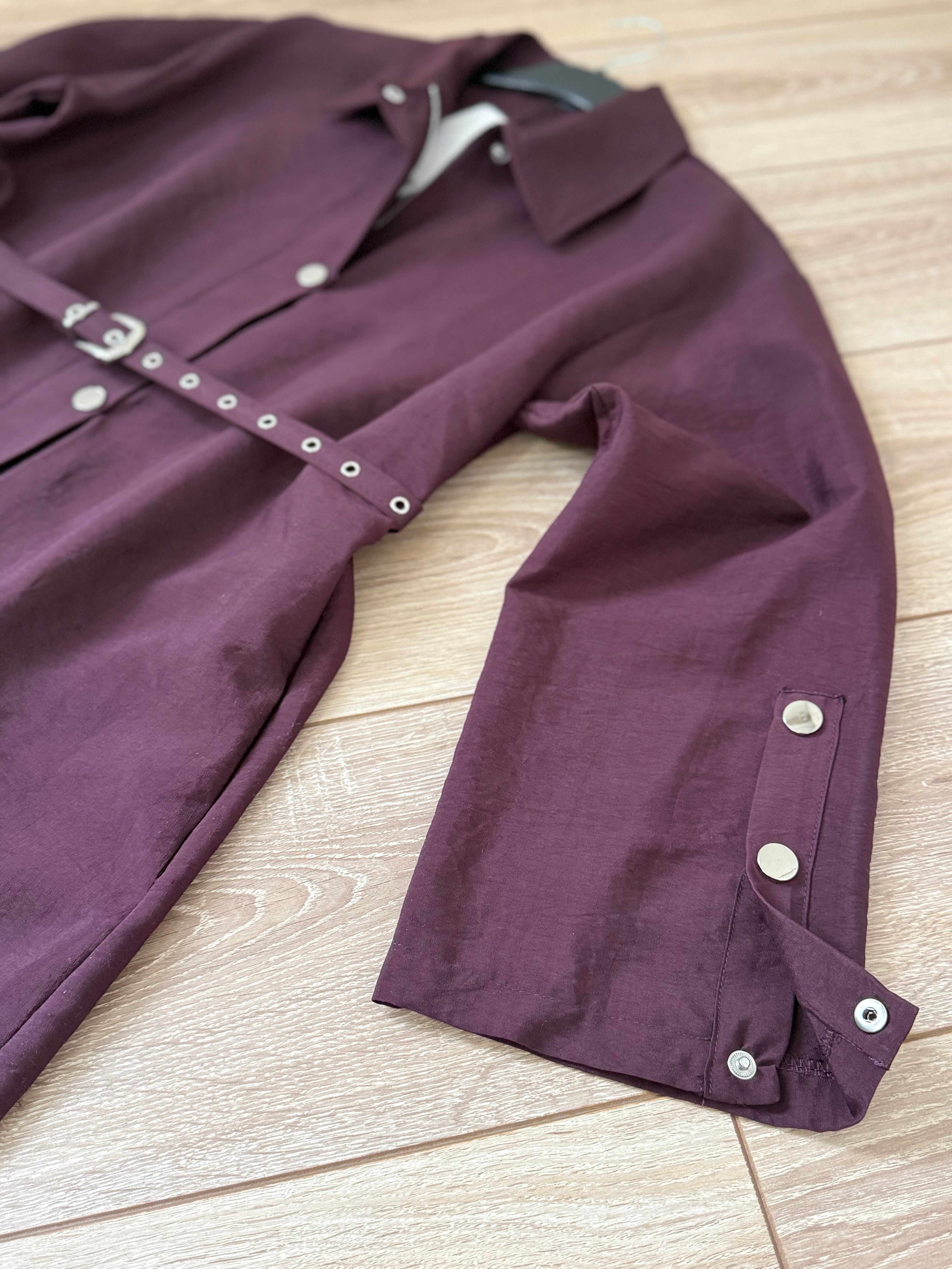 Bordo zımbalı ceket