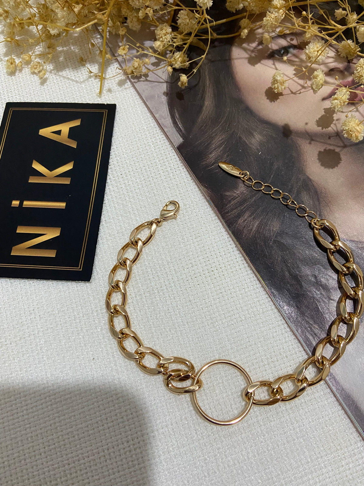 Rose daire detaylı bileklik