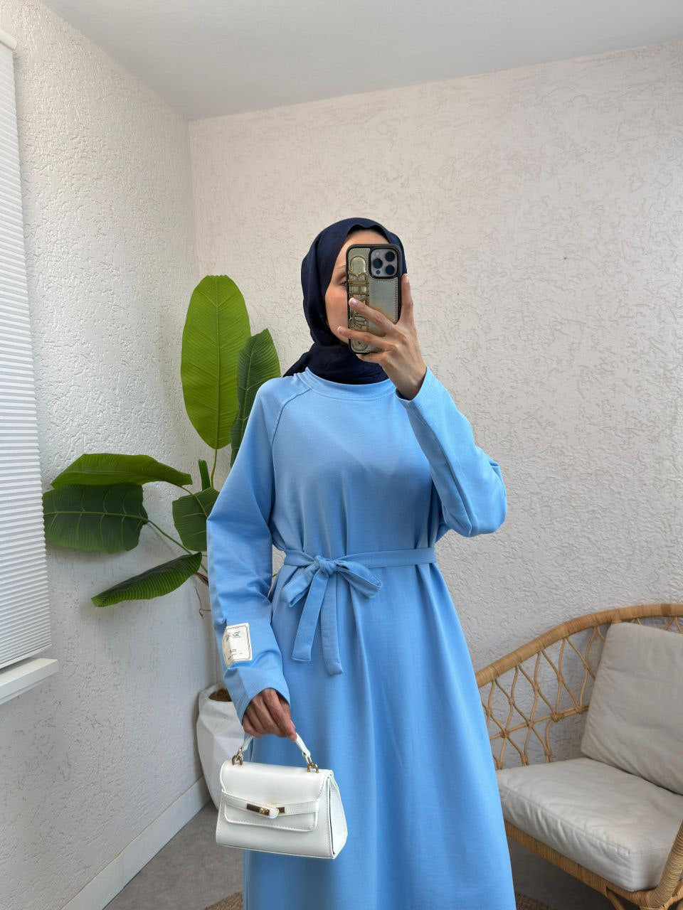 Bebe mavisi tam boy elbise