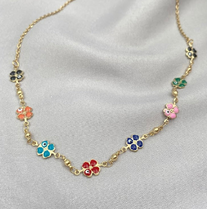 Renkli çiçekli kolye