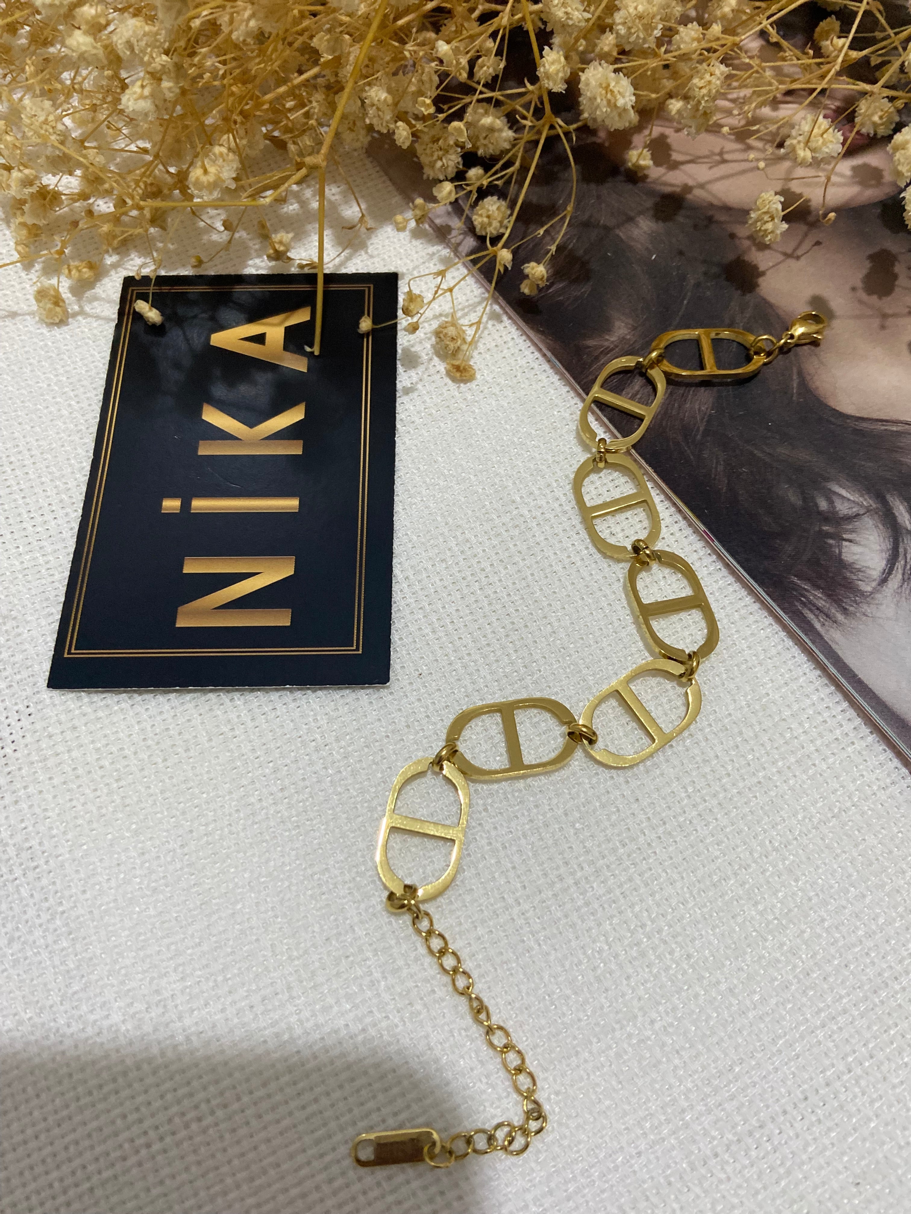 Motifli bileklik gold renk