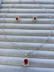 Kırmızı taşlı kolye seti