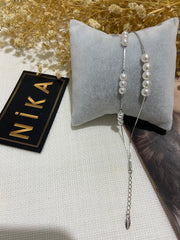 Beyaz boncuklu silver renk bileklik