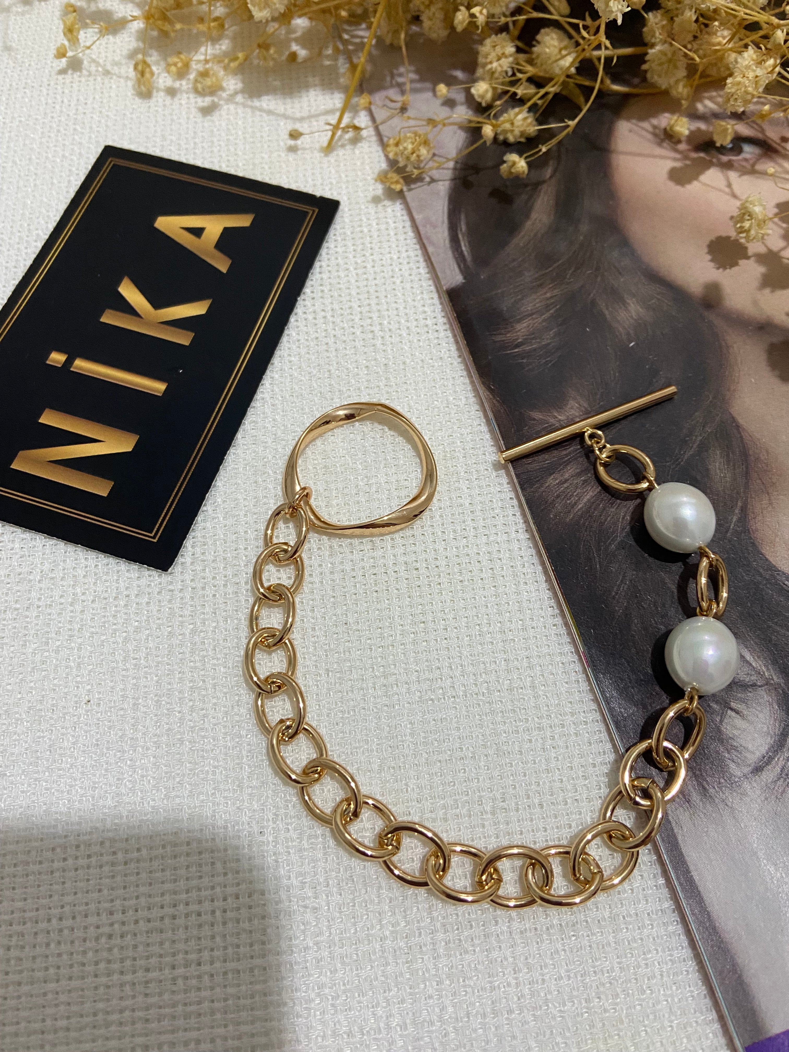 Halka detaylı rose bileklik