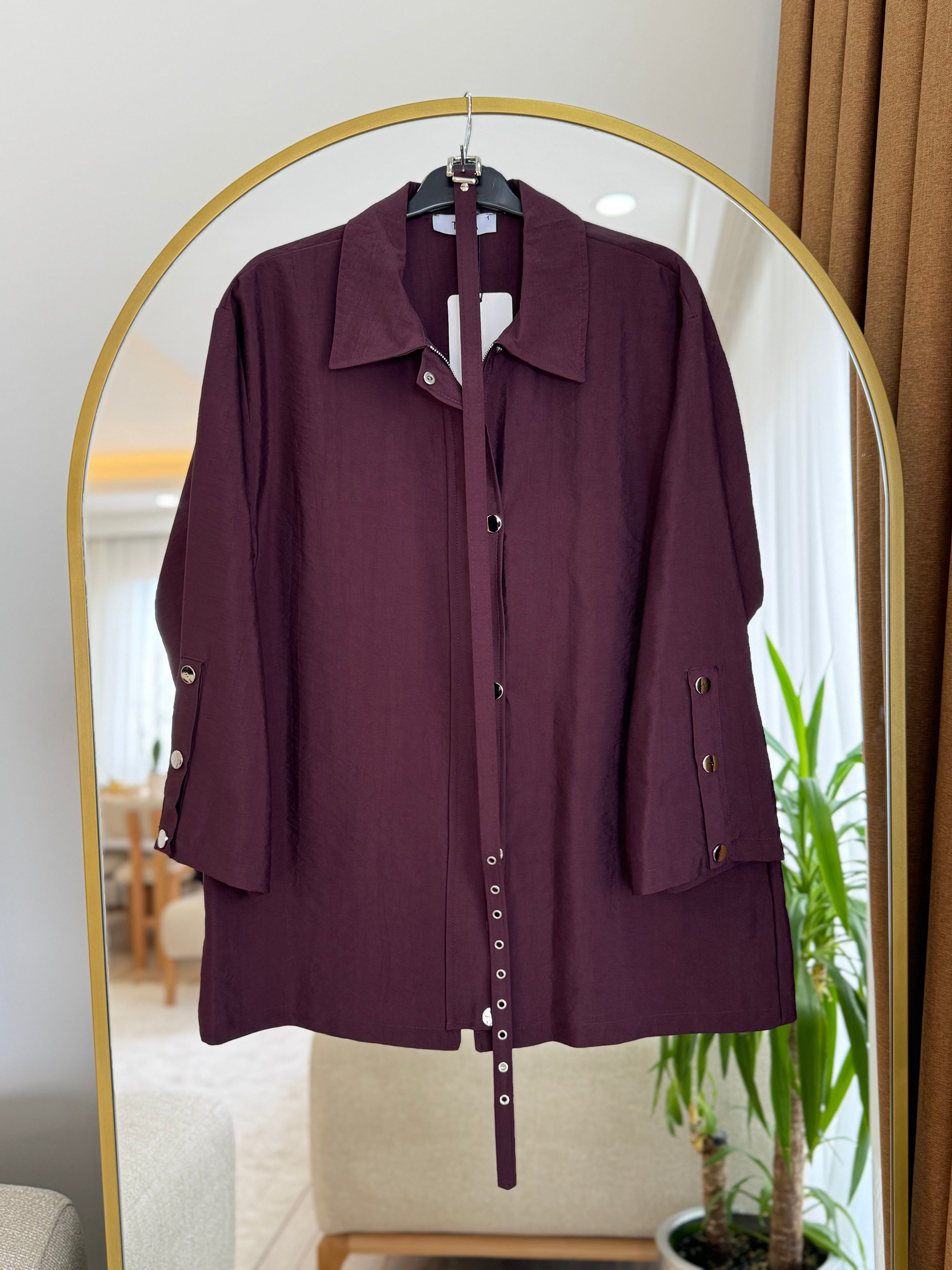 Bordo zımbalı ceket