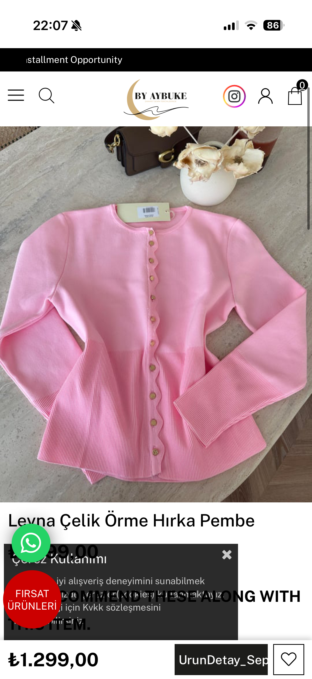 Pembe ligralı hırka