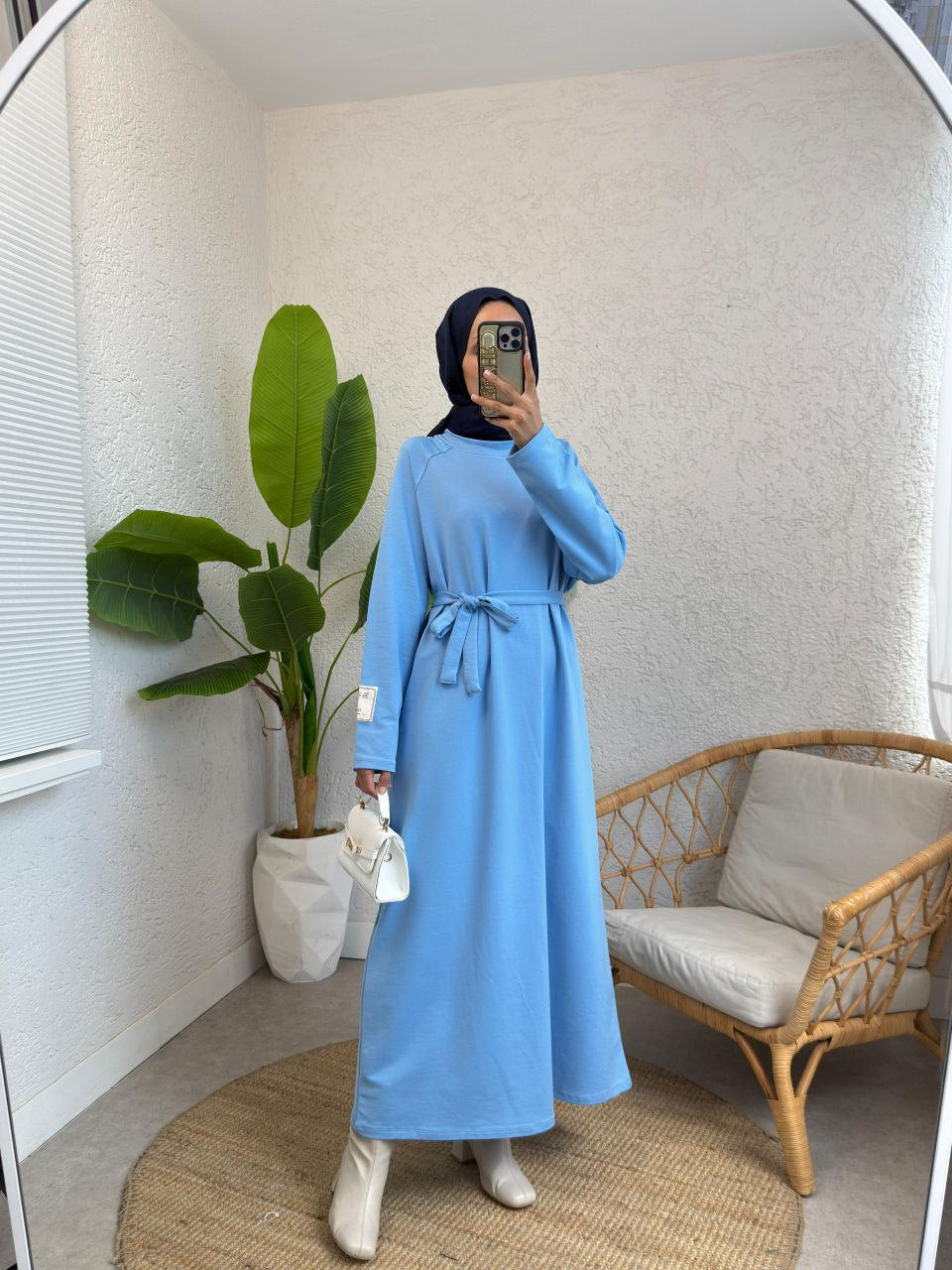 Bebe mavisi tam boy elbise