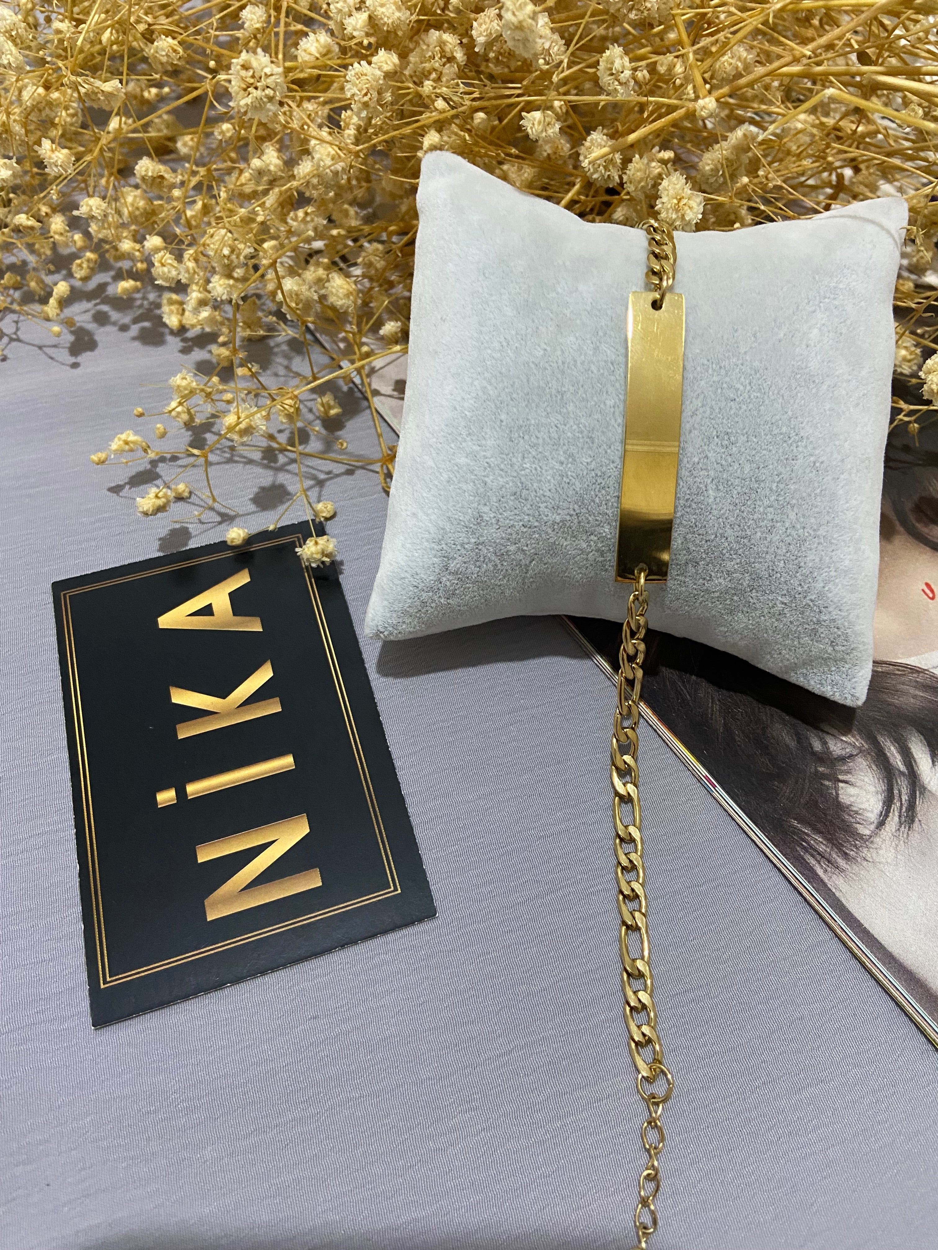 Gold sade bileklik ( Dışarda isim yazdırabilirsiniz isim yazılan bir modelimizdir )