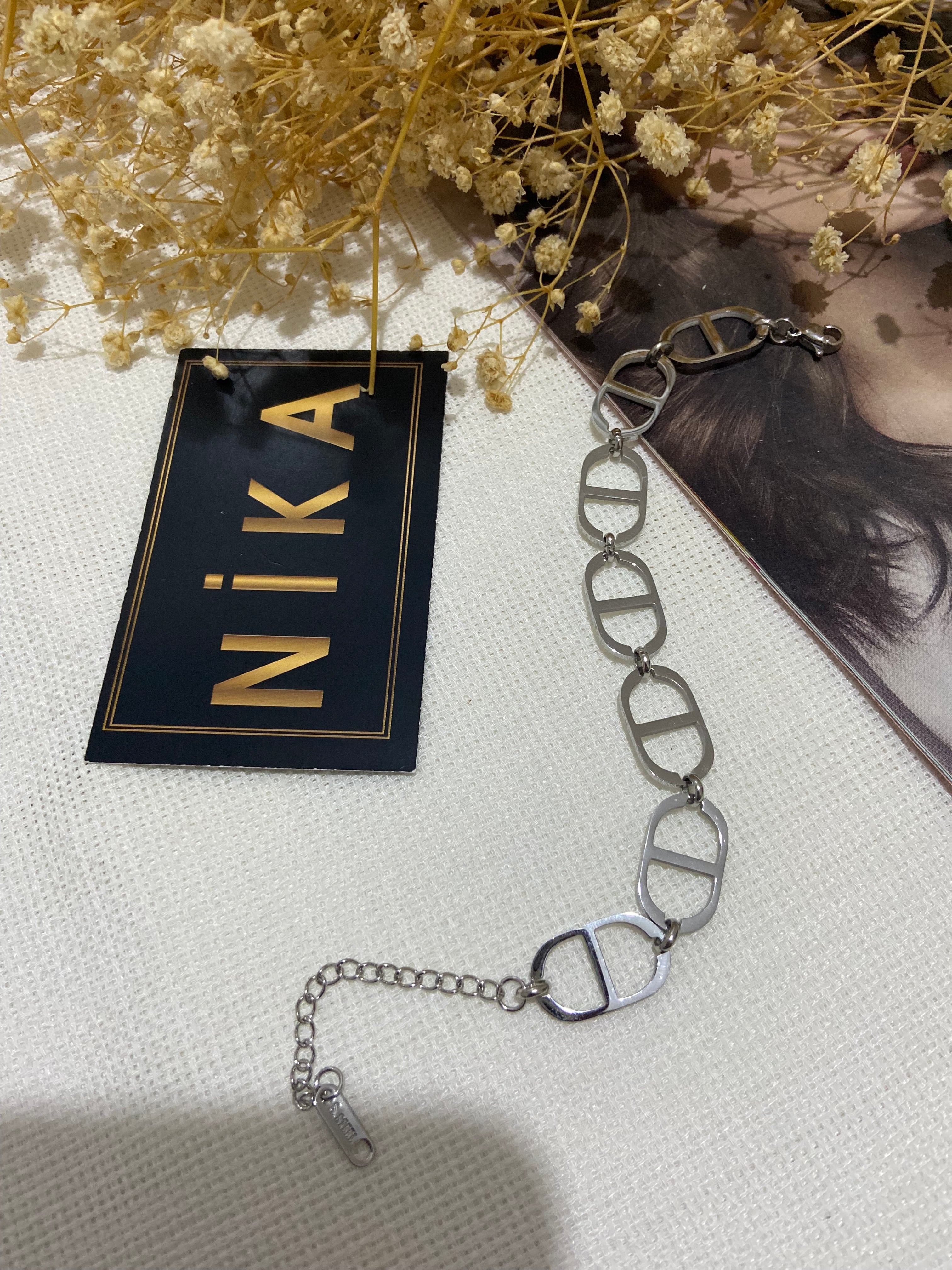 Motifli silver renk bileklik