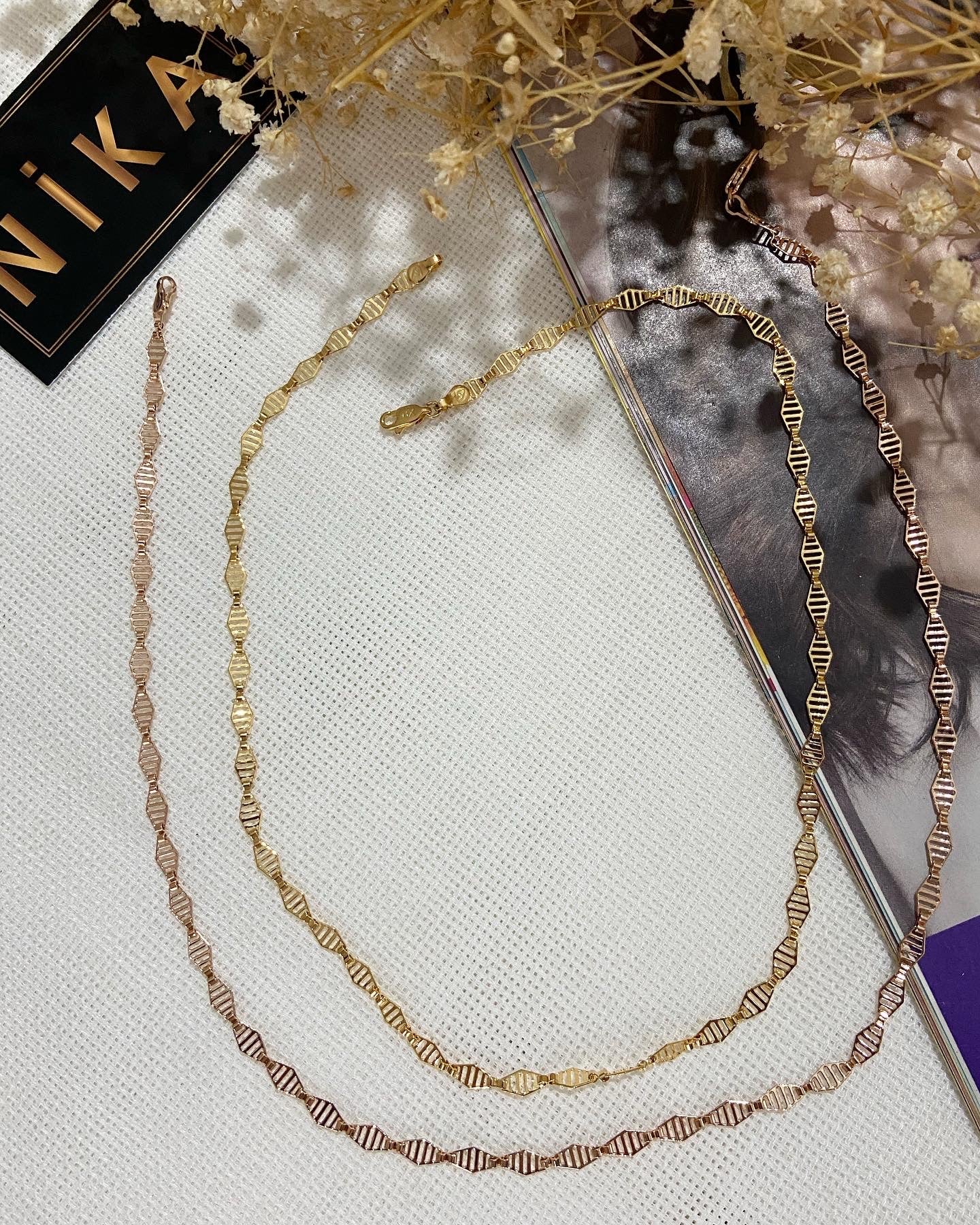 Kesme rose renk kolye