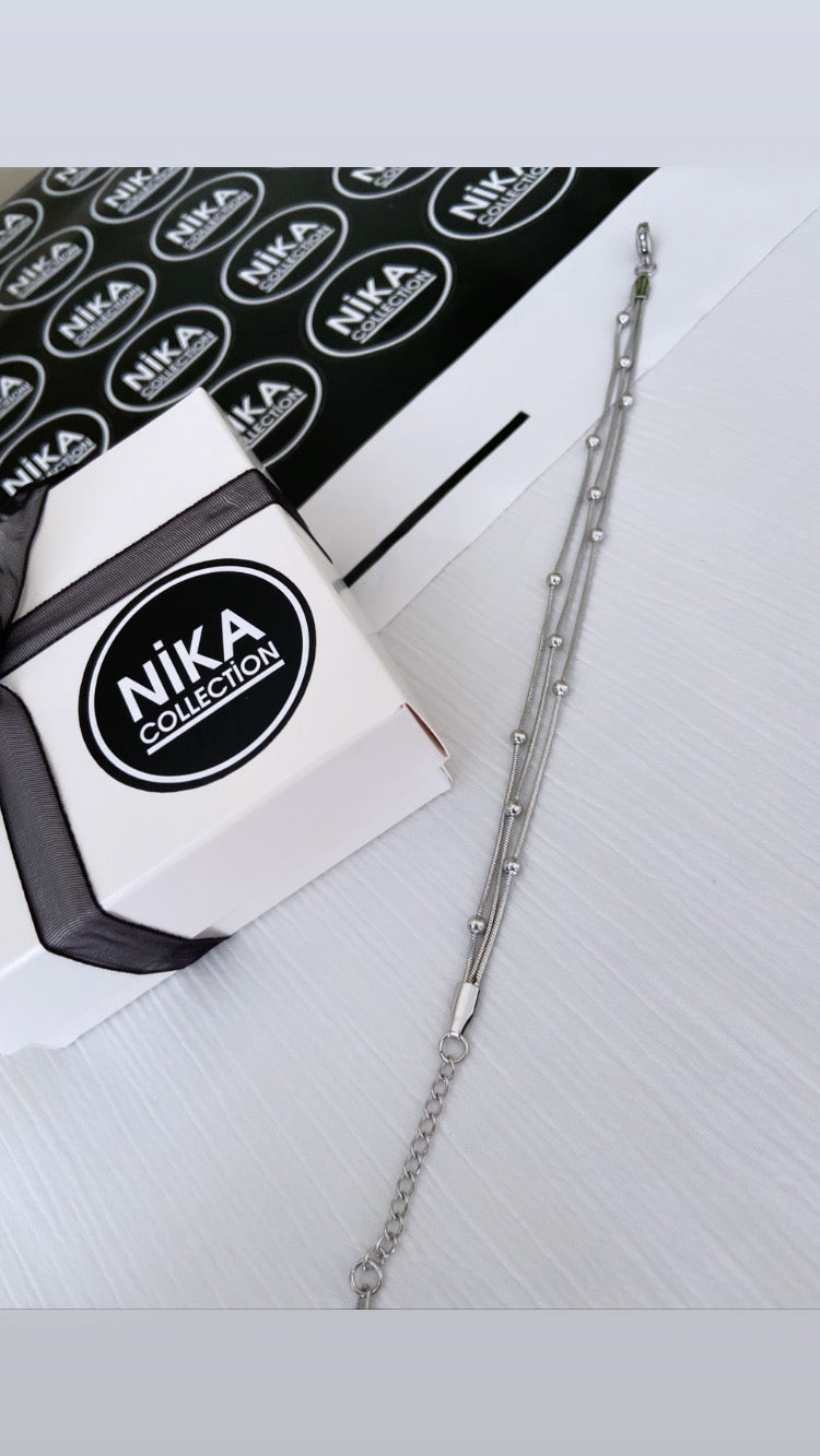 Silver renk üçlü topcuklu bileklik