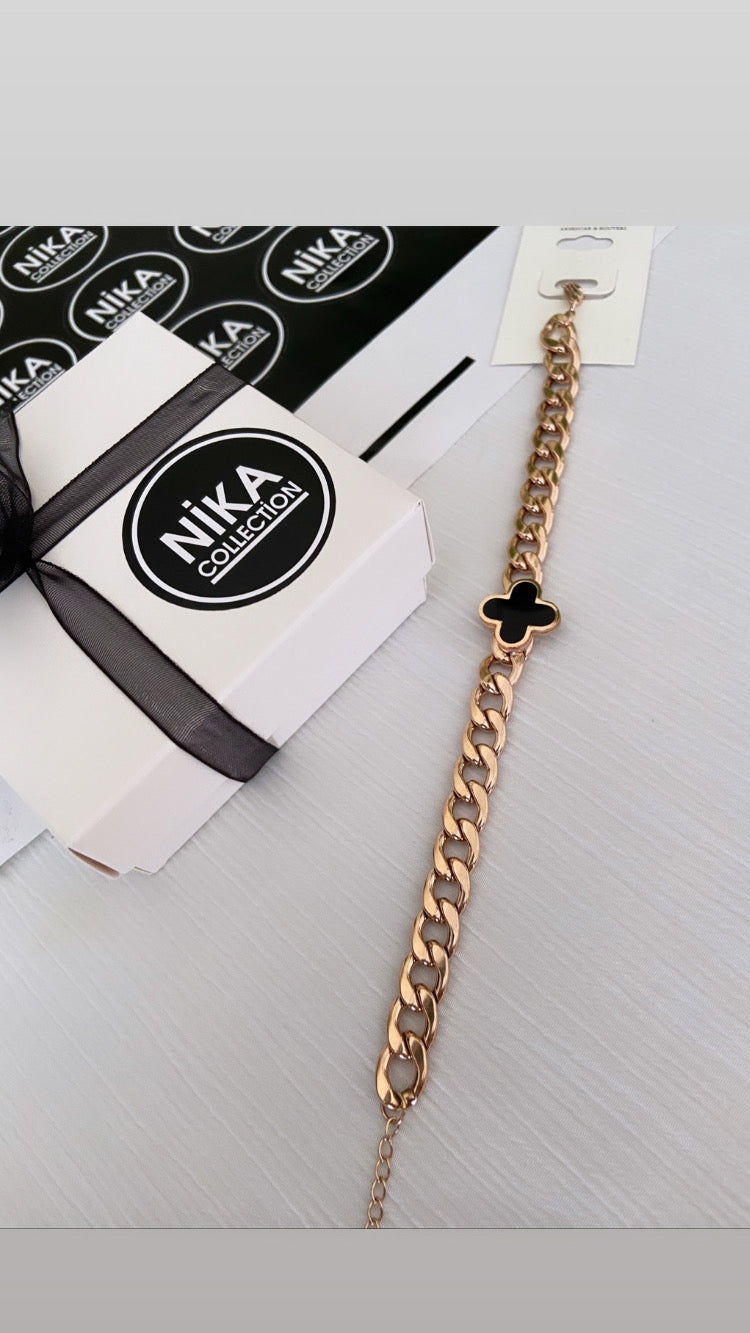 Rose renk yonca bileklik