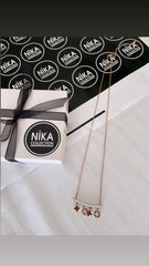 Saçaklı şekilli rose renk kolye