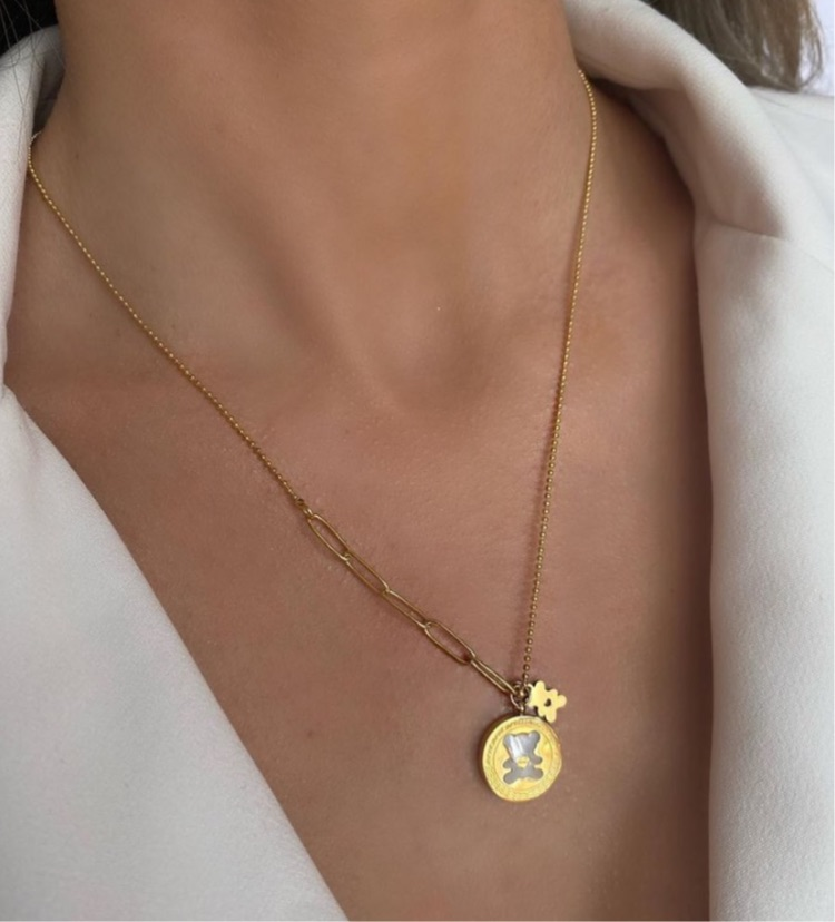 İkili ayıcık detaylı kolye