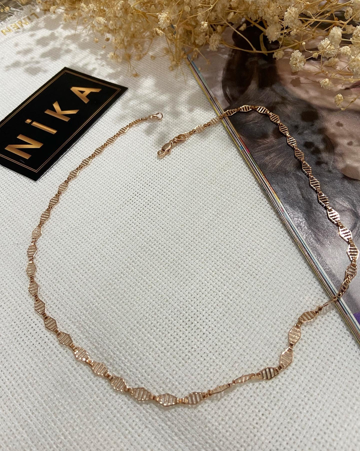 Kesme rose renk kolye