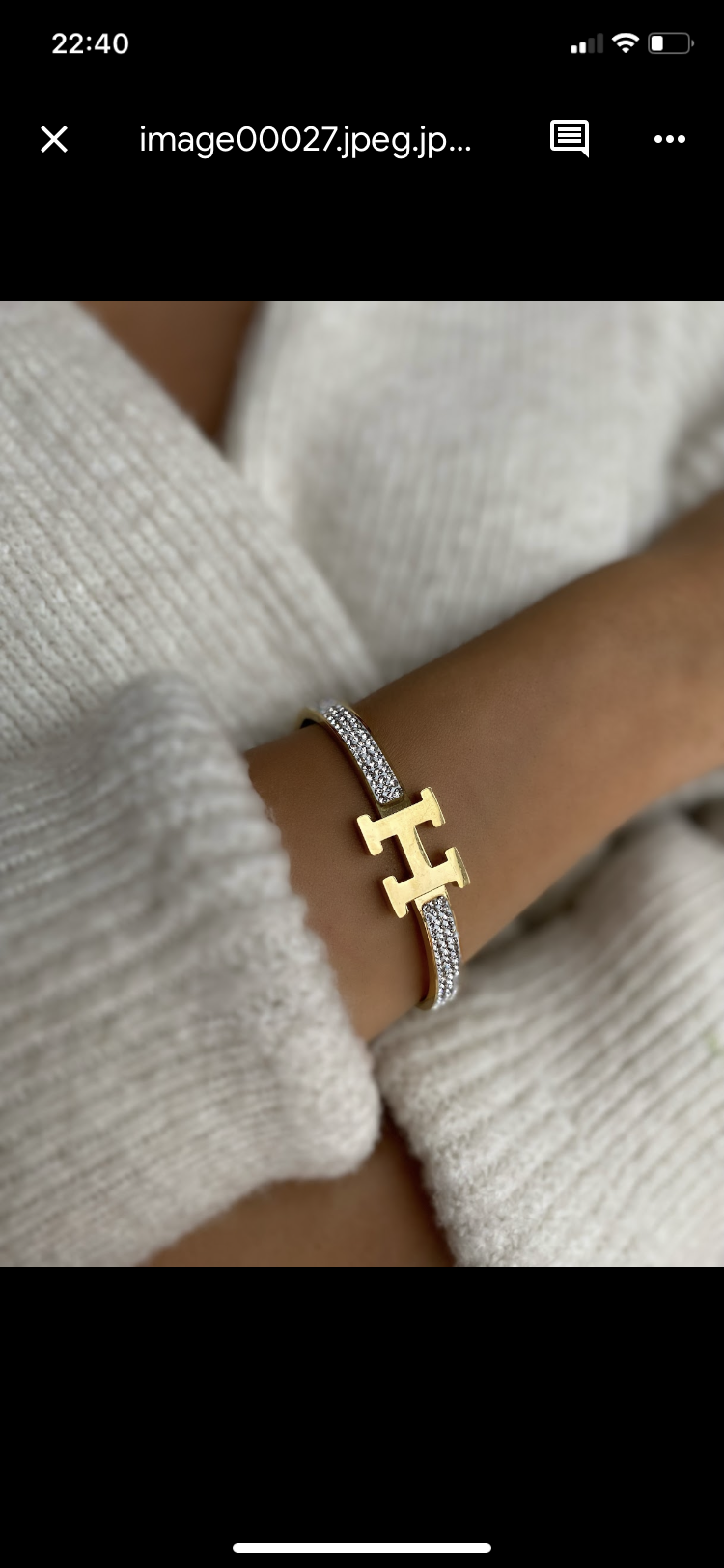 H model gold taşlı kelepçe